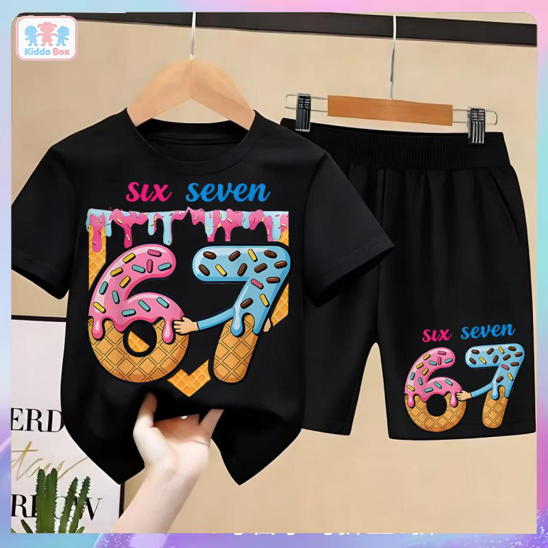 (จัดส่งตลอด 24 ชั่วโมง)  children SIX-SEVENเสื้อยืดเด็ก คอตตอน ชุดสูทเด็กผู้ชาย ชุดลำลอง 2 ชิ้น แฟชั่น สำหรับเด็