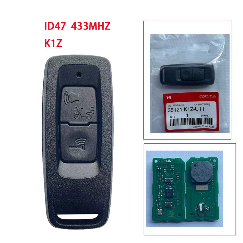 สําหรับ PCX160 2022 รถจักรยานยนต์ Remote Key 35111 K1Z U11 2 ปุ่ม 433.92MHz ID47 ชิป K1Z สีดํา