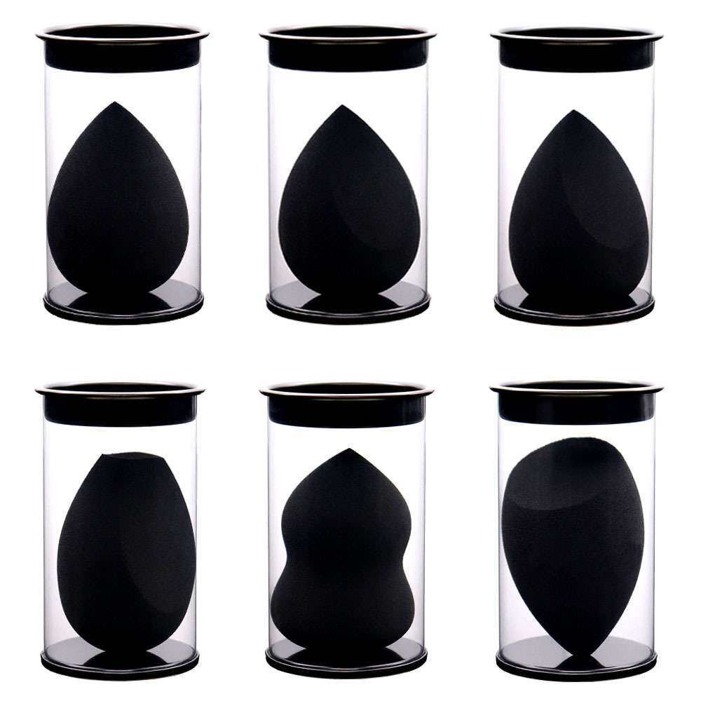 พัฟแต่งหน้า ฟองน้ำแต่งหน้า Black Mark ทรงกระบอก Beauty Egg Black Water Drop Cut Seal Three-Cut Face 