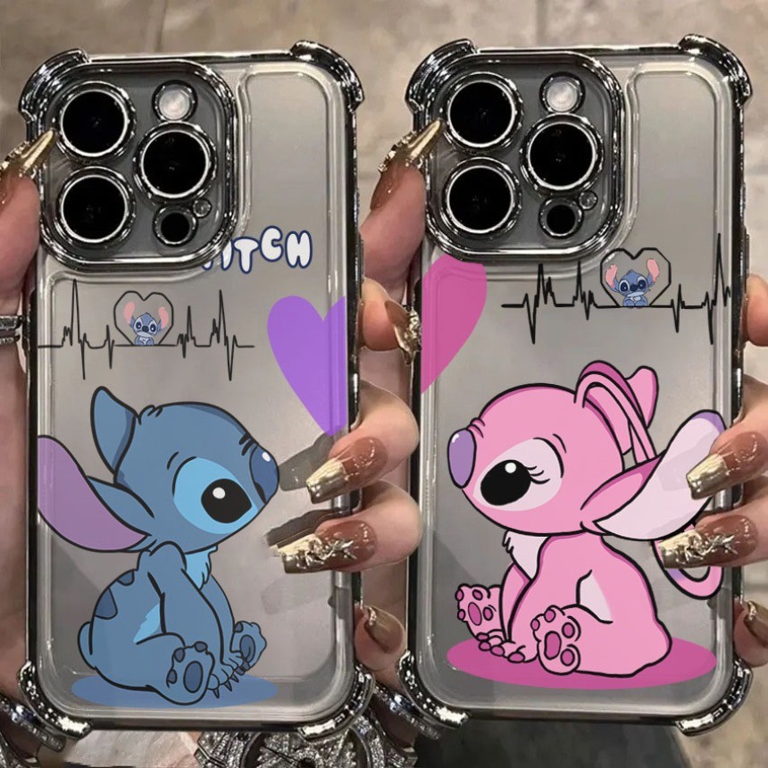 สําหรับRealme 15T 14X 14T 12X 11X 11 Realme 15 14 13 12 Pro Plusเคสโทรศัพท์สี่มุมถุงลมนิรภัยAnti Fallนุ่มการ์ตูนStitch Love Cover