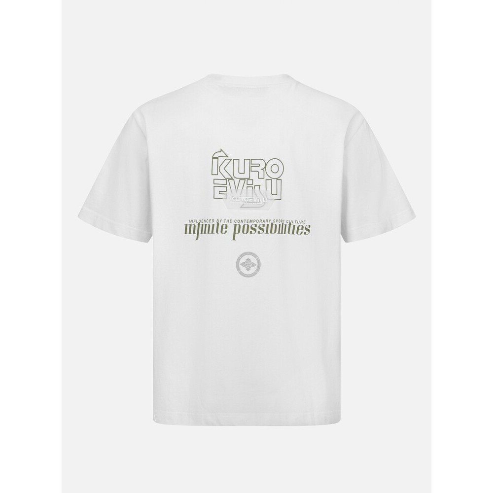 เสื้อยืดแขนสั้นผู้ชาย EVS & U คอลึกลายดอกไม้สองชิ้น สไตล์เรียบง่าย อินเทรนด์สำหรับใส่ลำลอง