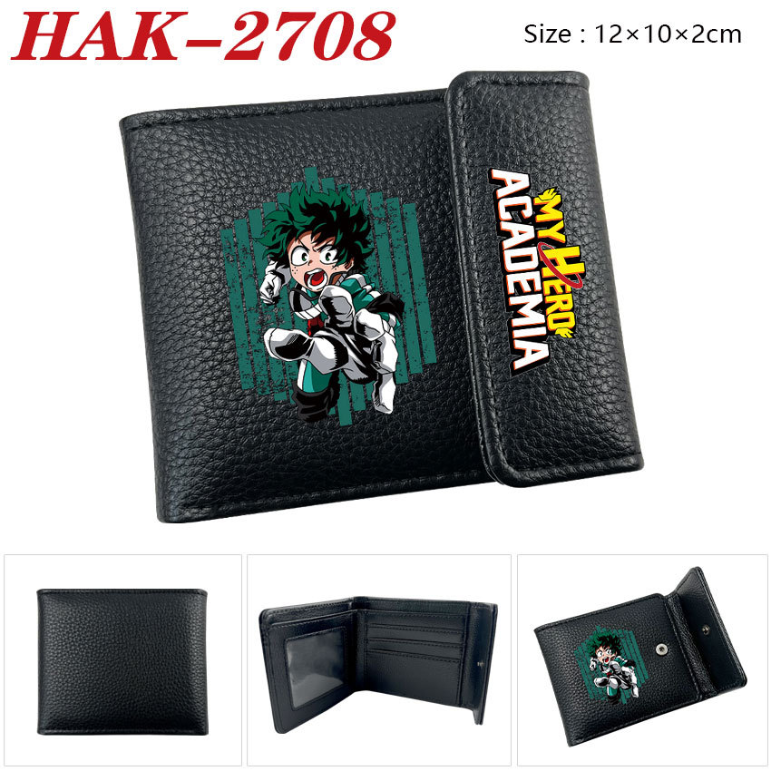 My Hero Academia Cartoon Casual Hidden Buckle Youth Card Wallet Student PU Short Purse