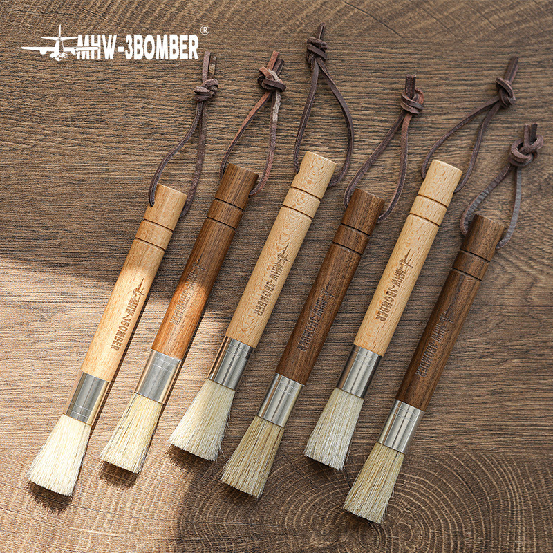 Spot Goods#MHW-3BOMBER Bomber Solid wood brush for coffee bar Boar bristle brush Bean grinder residu