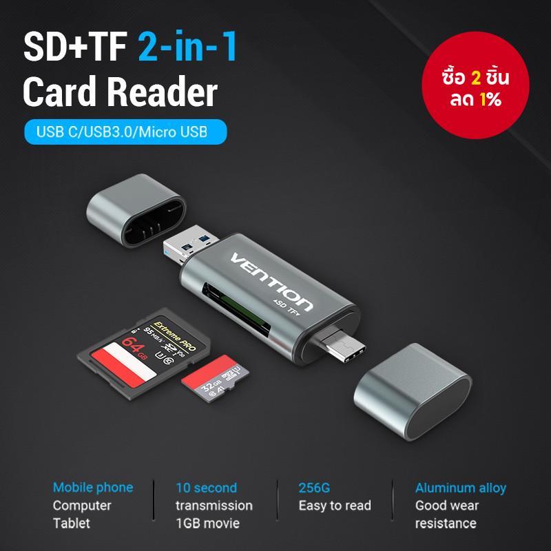 Vention 3 in 1 เครื่องอ่านการ์ด TF SD USB3.0 HUB 5Gbps Micro Type C OTG สําหรับแล็ปท็อป Iphone16 Pho