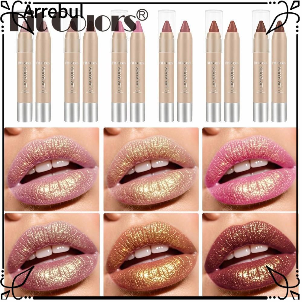 ARREBUL Lips Lipliner ดินสอ, Matte Long-Lasting ลิปสติก Lipliner, กันน้ําทอง Glitter Shiny Lipliner 