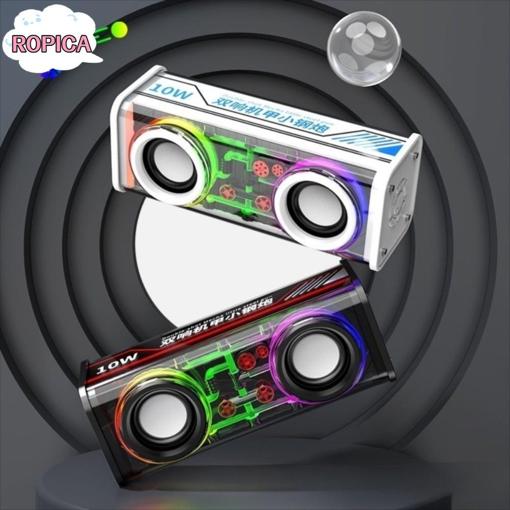ROPICA Mecha Speakers, Light Effect Mini Size Bluetooth 5.0 Speakers, Transparent Light Speakers Dou
