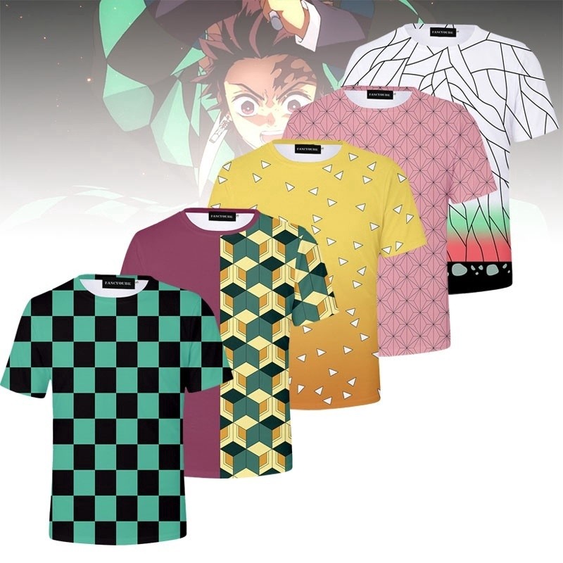 เสื้อยืด.Cosplay.Tanjiro.Kamado.Demon.Slayer.แบบพิมพ์3D.เหมาะสำหรับทั้งผู้ชายและผู้หญิง
