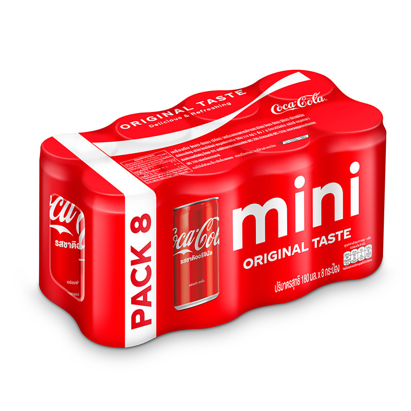 โค้กออริจินัล 180มล. แพค 8 Coke Original 180ml. Pack 8 [หมายเลขบาร์โค้ด 8851959002896 ]