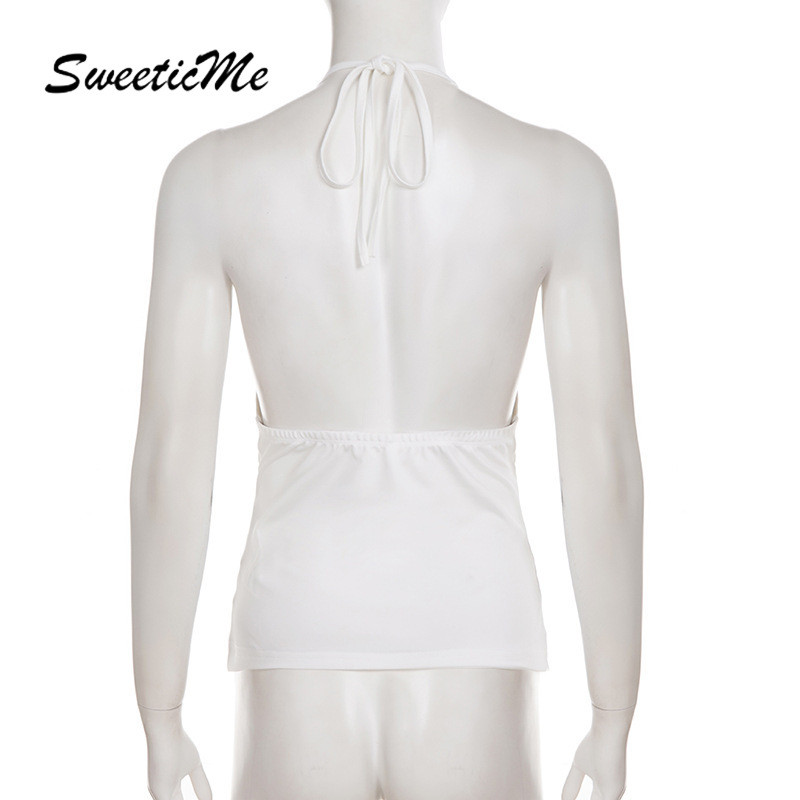 SweeticMe เสื้อสตรี 2026 ใหม่แฟชั่น Street Casual เซ็กซี่ Backless Rivets ตกแต่ง Halter Camisole — صورة 8