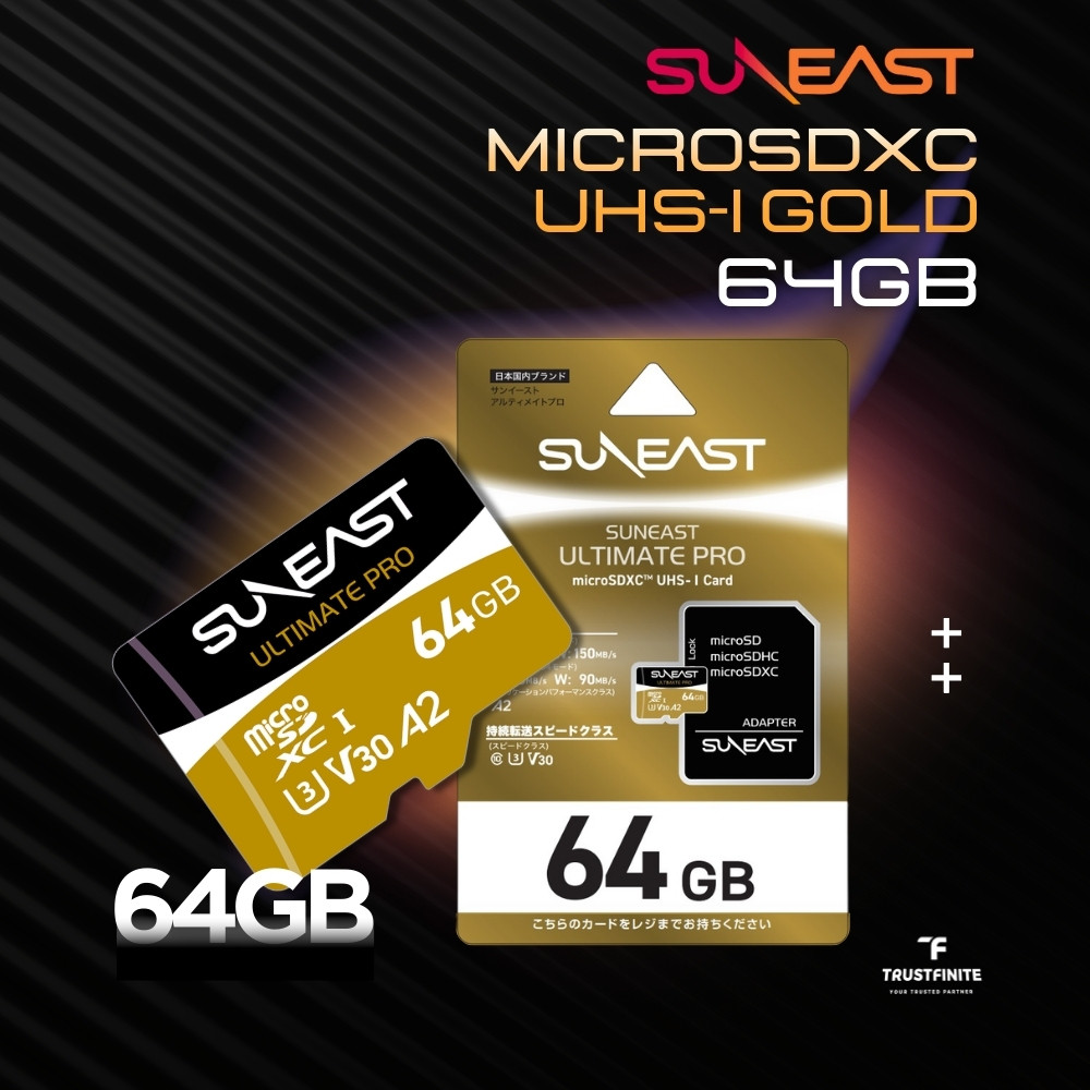 Suneast Micro SDXC Ultimate PRO Gold Series UHS-II V30 4K การ์ดหน่วยความจํา - 64GB