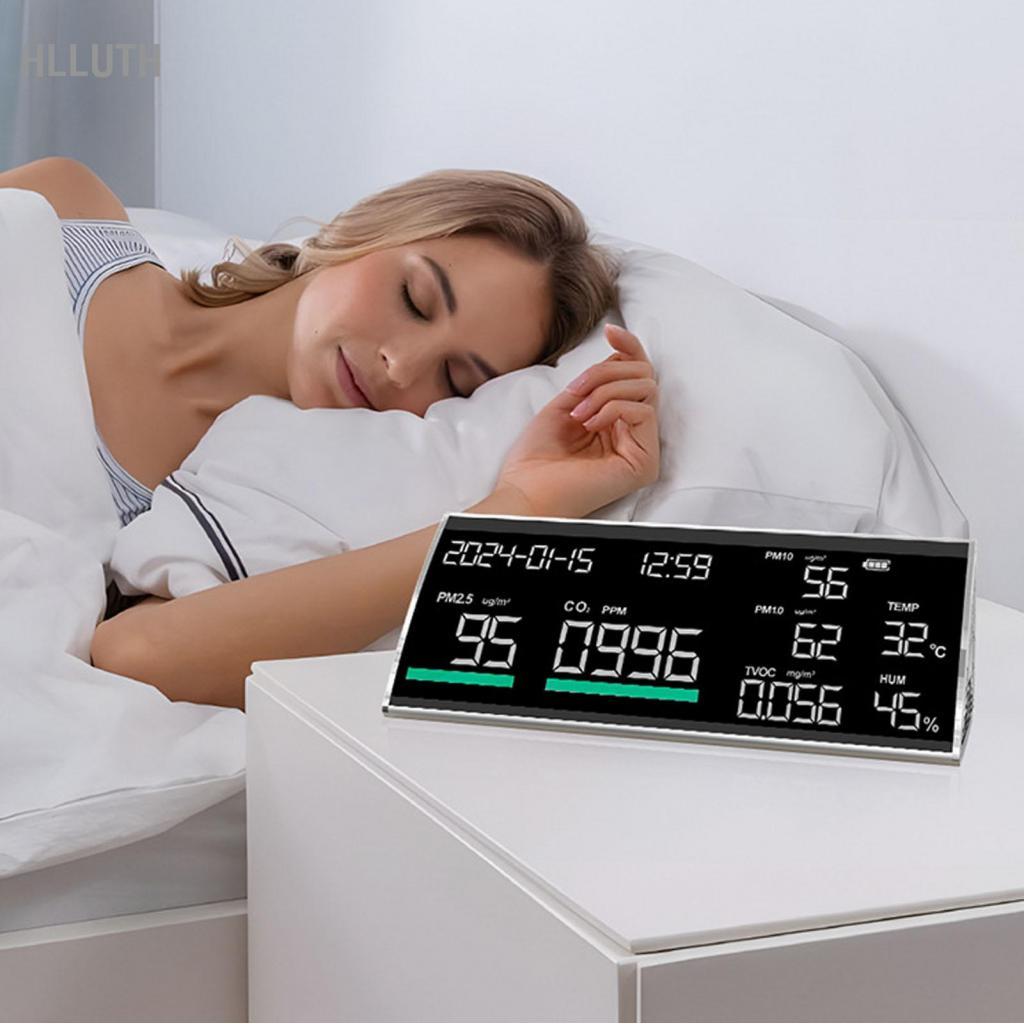 Hlluth Hlluth เครื่องวัดคุณภาพอากาศในร่ม 9in 1 เครื่องทดสอบเดสก์ท็อป PM2.5 PM1.0 PM10 อุณหภูมิความชื