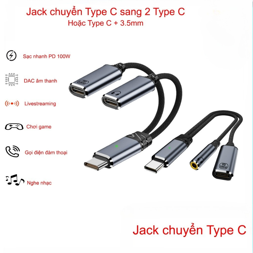 Jack แปลงจาก Type C เป็น Type C + Type C หรือ Type C + 3.5mm - Audio DAC - Livestream - Gaming