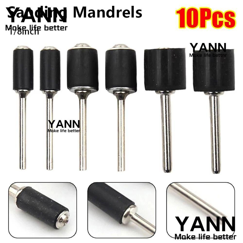 YANN 10 ชิ้น/เซ็ตกระดาษทรายวงกลมชุด, 1/8 นิ้วยางขัด Mandrels, ทนทาน 6.35/9.5/12.7 มม.เครื่องบดกลอง Rod ขัดเครื่องมือ