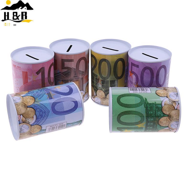 H&B Euro Dollar Money Box Safe กระบอก Piggy Bank Bank Bank Banks For Coins Deposit Boxes {th}