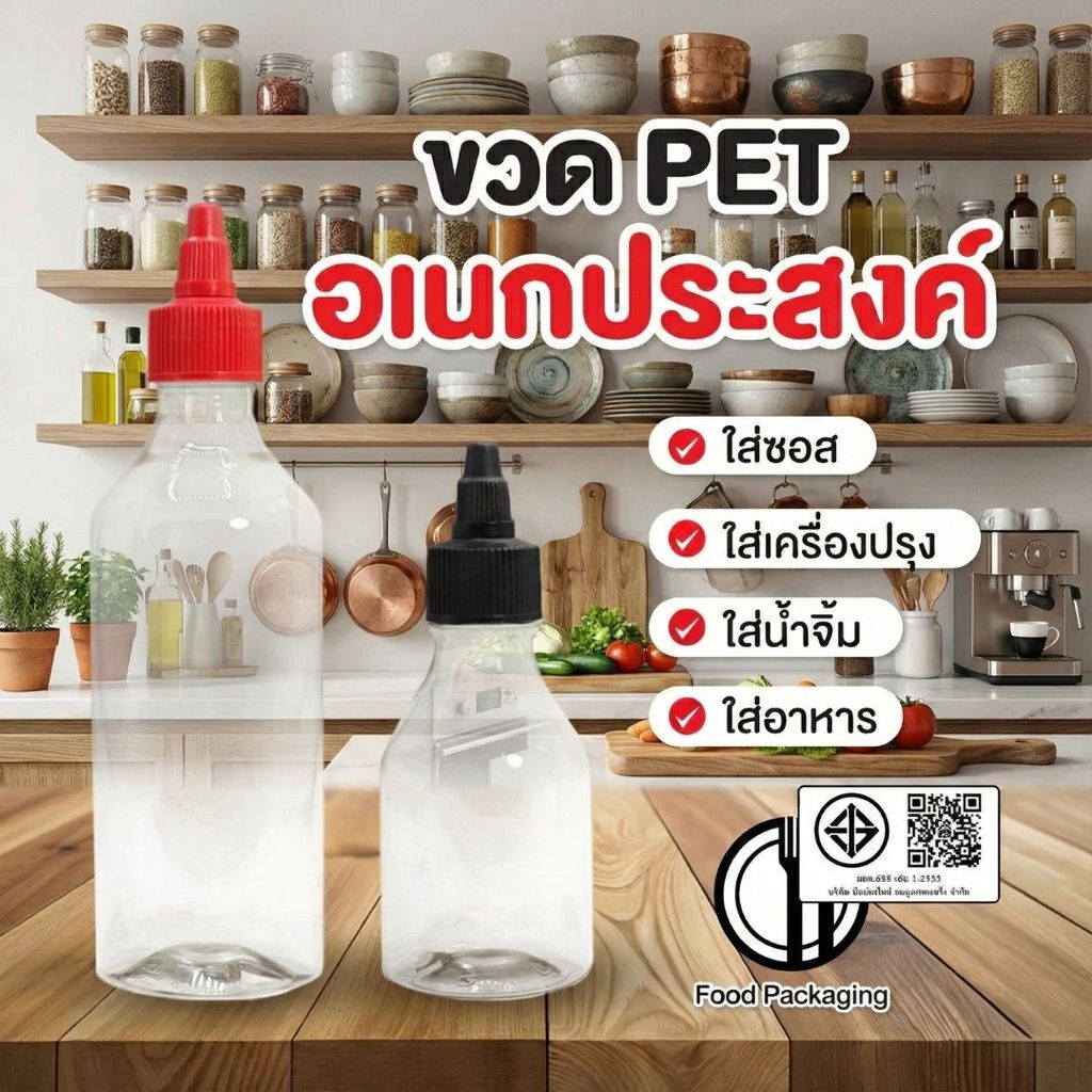 ขวด PET/PP ใส่อาหาร ซอส น้ำจิ้ม เครื่องปรุง ขนาด 120/200/470 ml คอ28 ❤️by innotrend❤️