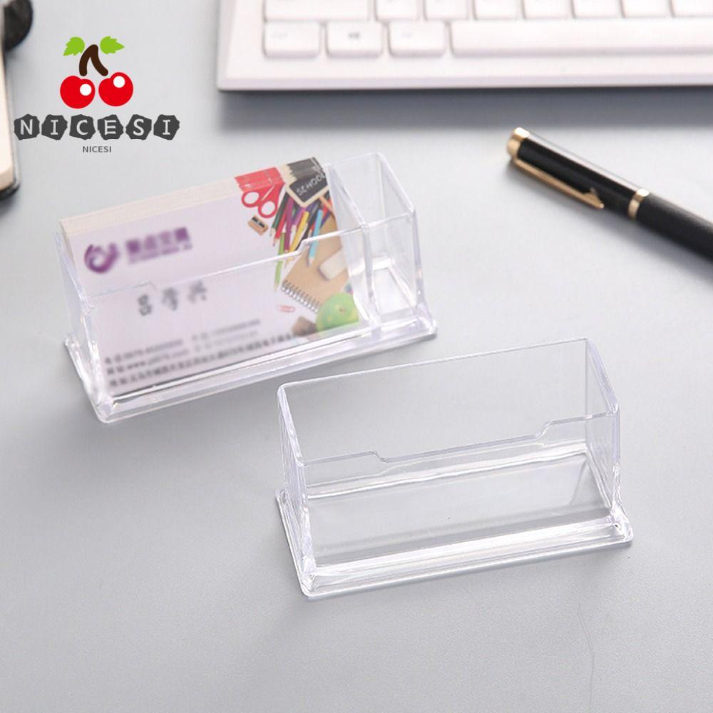 NICESI Business Card , Creative Transparent Desktop Shelf Box, Acrylic Location Card Organizer Stora