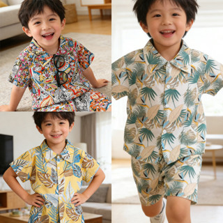 ชุดเซ็ตเด็กผู้ชาย 2 ชิ้น เสื้อยืด + กางเกงขาสั้น แฟชั่นเด็กช…