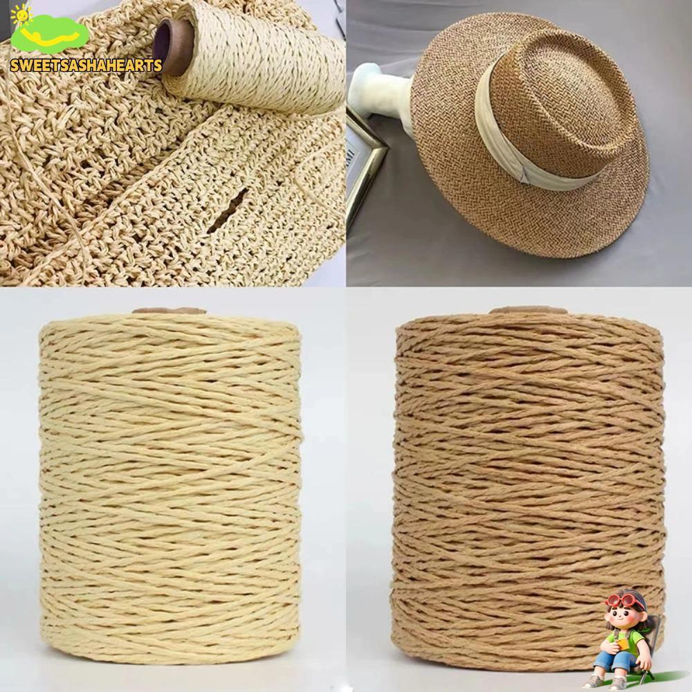 SWEE 280-300m/ม้วน Raffia เส้นด้ายฟาง,ธรรมชาติถักมือที่มีสีสันด้าย,ฤดูร้อน DIY ถักมือโครเชต์ HandBag