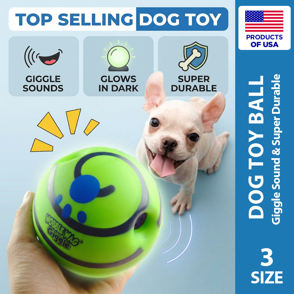 Wobble Wag Giggle Ball ของเล่นสําหรับสุนัข Giggle Sound & Glow, Heavy Duty PVC Ball สําหรับสุนัขขนาด