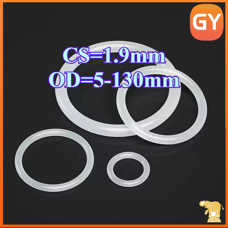 ปะเก็นโอริง CS1.9mm*OD5-130mm ซิลิโคนสีขาว เกรดอาหาร แหวนซีลกันน้ำ ยืดหยุ่นสูง O-ring คีย์บอร์ดลดเสียงสวิตช์ [GYYY-TG]