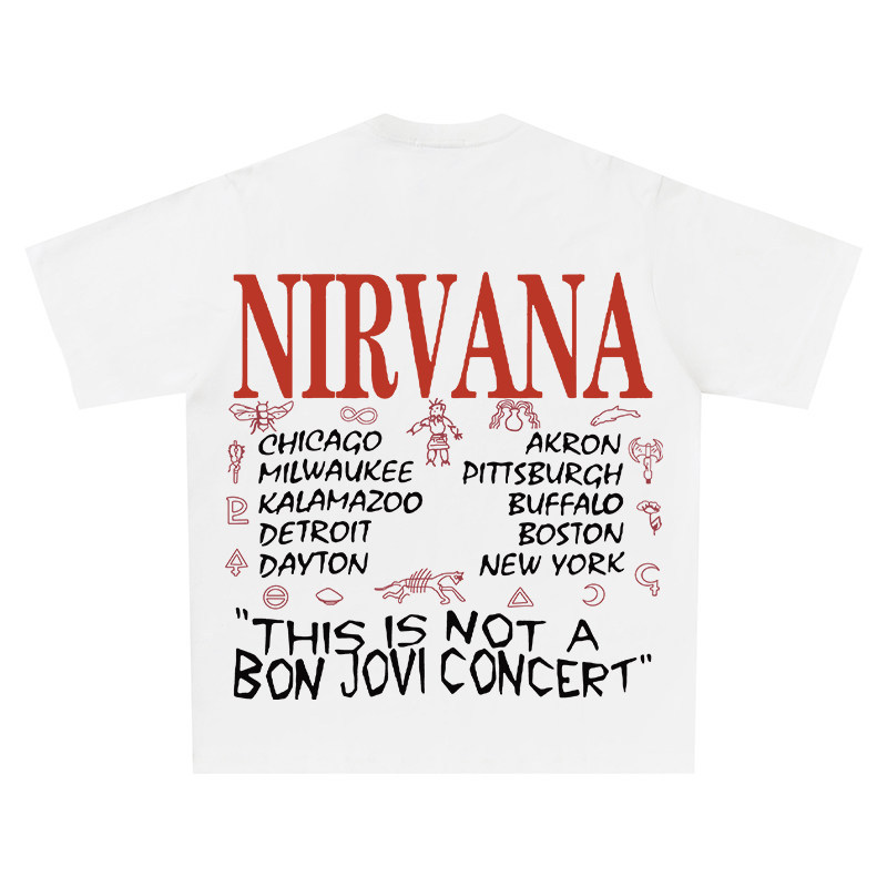 เสื้อยืดแขนสั้นระบายอากาศผ้าฝ้ายแท้ NIRVANA NIRVANA Band เข้ากันทั้งหมด