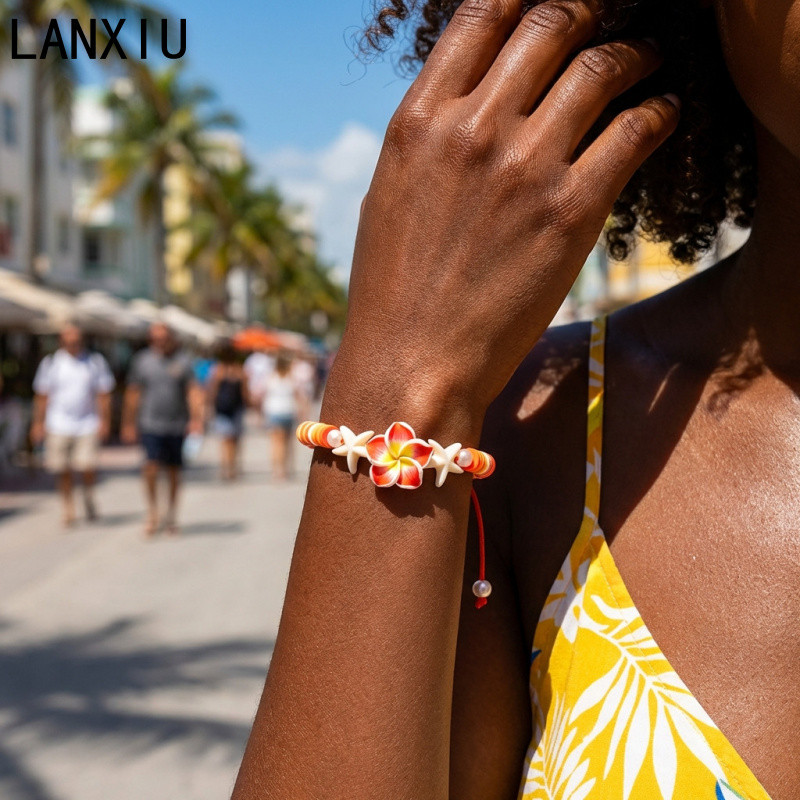 สร้อยข้อมือ.Handmade.Polymer.Clay.ลายดอกไม้.Boho.สำหรับ.สาวๆ.ฤดูร้อน ราคา ถูกที่สุด ดีลบีเคเค แกลเลอรีภาพที่ 5