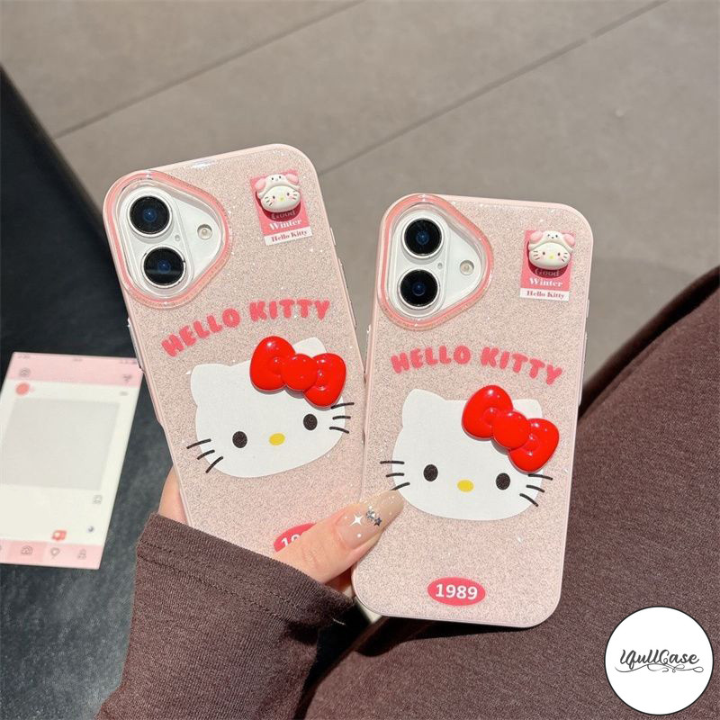 เคสไอโฟน17 15 เคสผงวาวลายแมวโบว์ฮิต สำหรับ IPhone 11 17 13 15 16 12 14 Pro Max XR X XS SE 7 8 SE 16 15 14 Plus