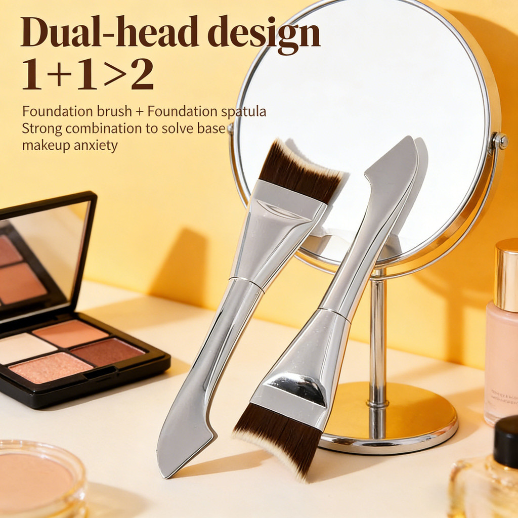 2 in 1 Mermaid Foundation Brush & Mask Brush Flat Head Liquid Foundation Brush