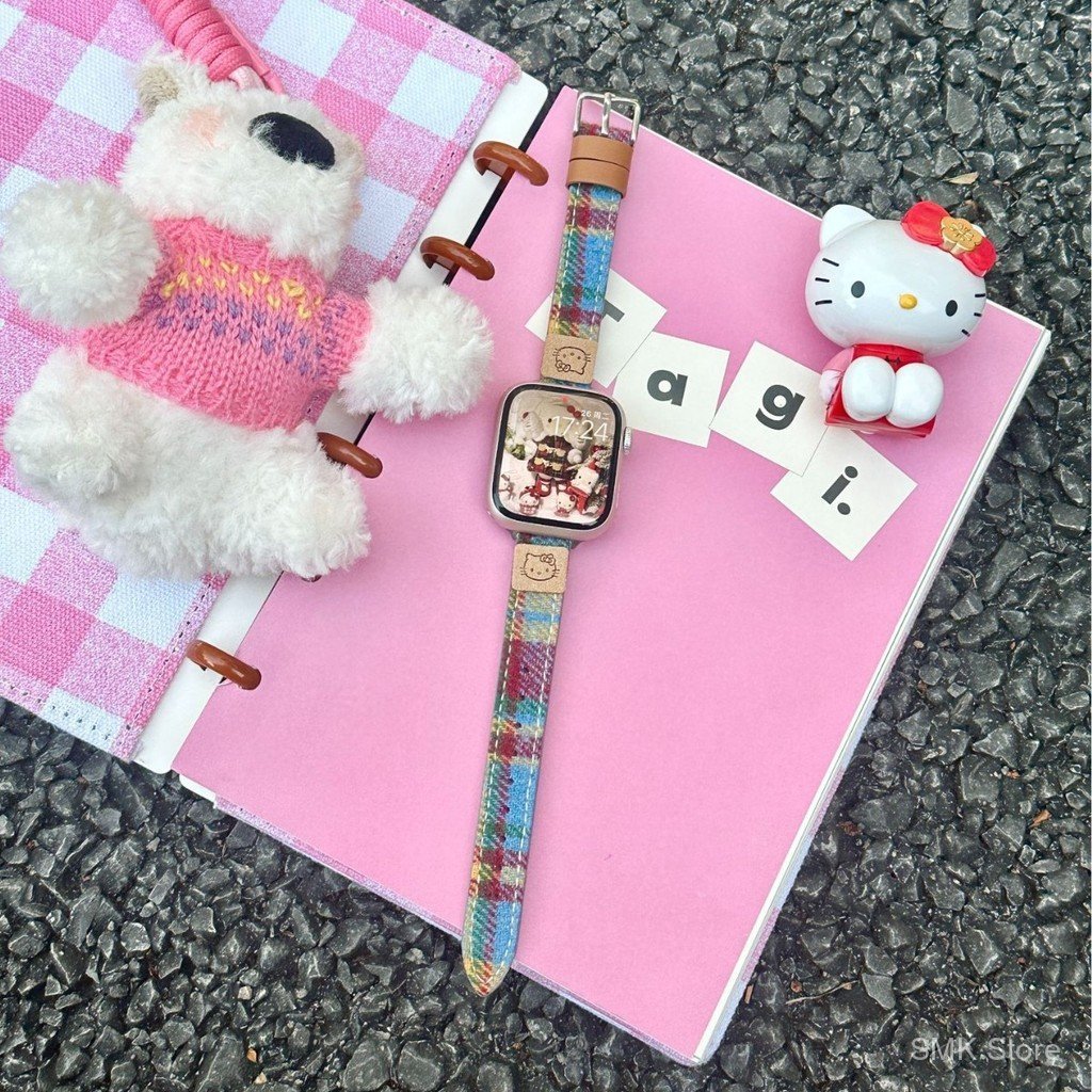 Katie Thin Cut Edge Rainbow Strap เหมาะสําหรับ Apple Watch iwatch11 Generation987654อัลตร้า/ซี