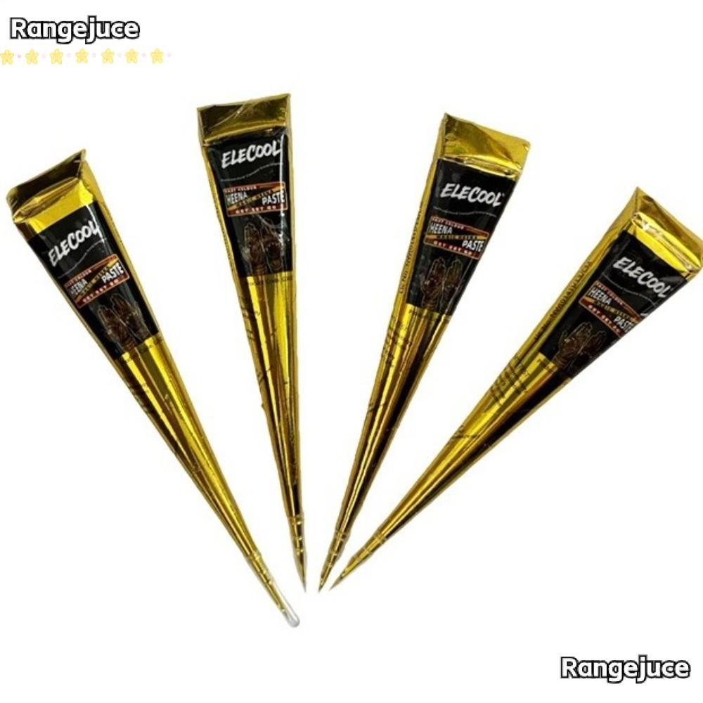 RANGEJUCE Henna Tattoo Cream, Easy-To-Use Black Brown Henna Paste Cone, Mehndiชั่วคราวกึ่งถาวร Tatto
