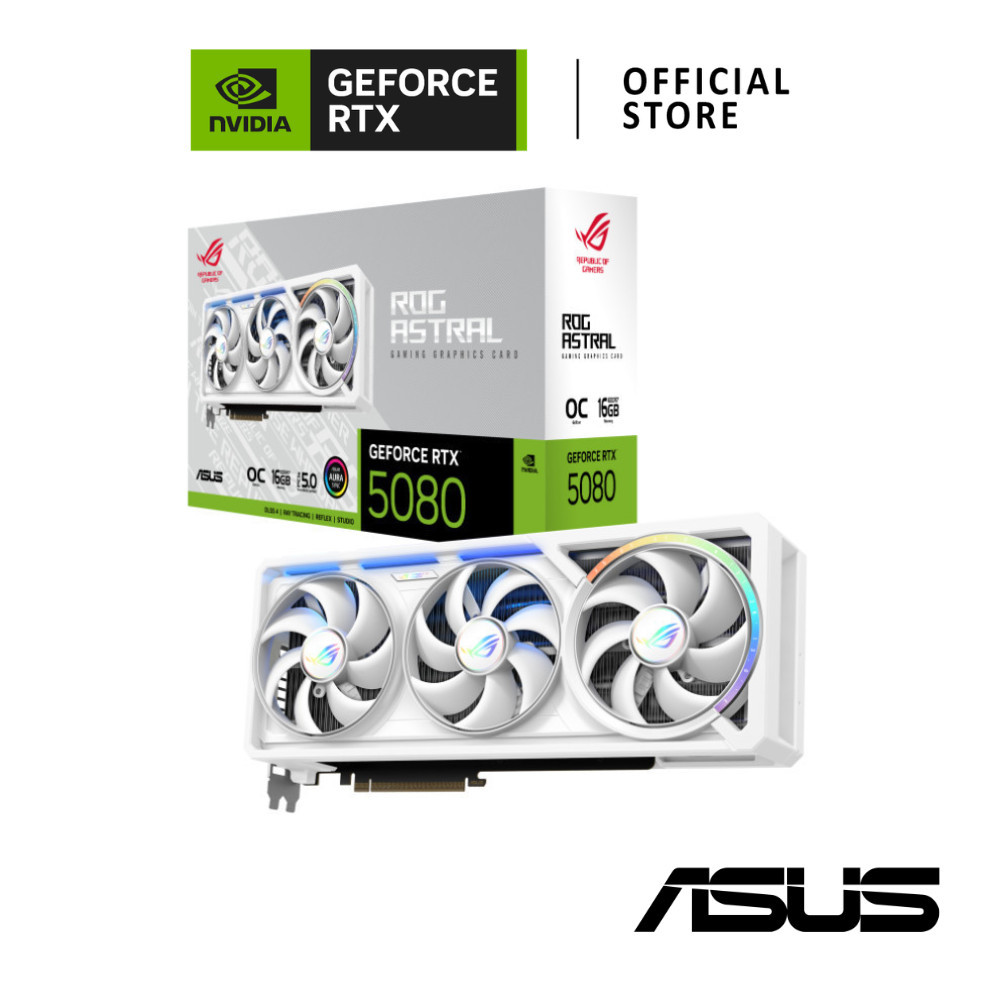 ASUS ROG Astral GeForce RTX™ 5080 16GB GDDR7 WHITE OC Edition VGA Card การ์ดจอ
