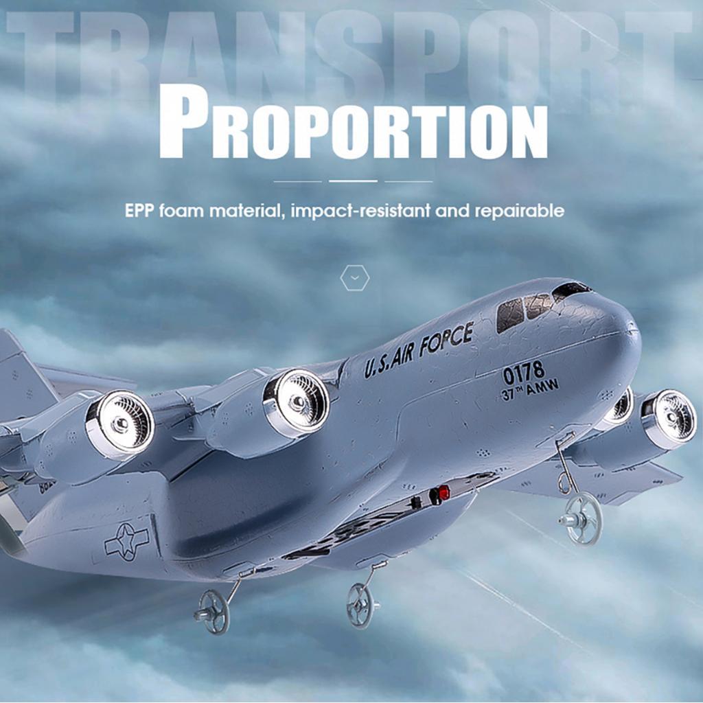 Studytool0-MY Dodoore RC Plane รีโมทคอนโทรลเครื่องบิน 2 ช่อง C-17 ทหารขนส่งเครื่องบิน 2.4GHz EPP โฟม