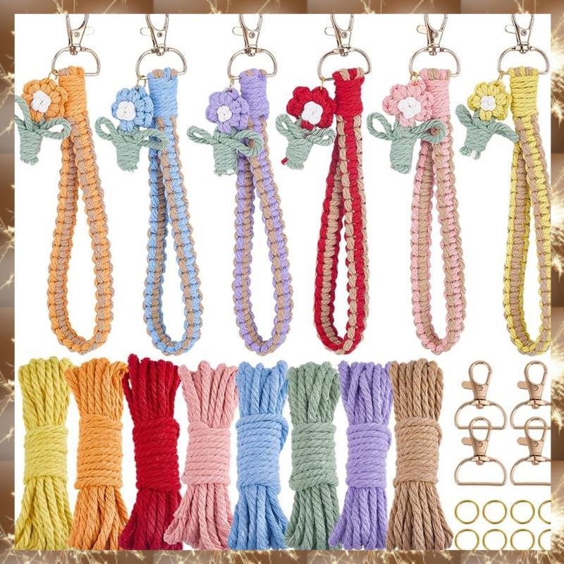 (OKB) DIY 6 ชุดโทรศัพท์ Charms ทําชุดโทรศัพท์สายรัดข้อมือ Macrame สําหรับเริ่มต้นสมาร์ทโฟนกระเป๋ากระ