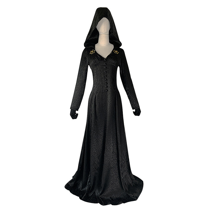 Halloween Costume Biohazard 8 Village Cosplay Costume Moth Girl Black Vampire Cosplay Long Dress
