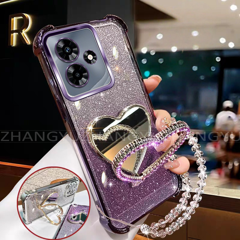 เหมาะสําหรับ infinix HOT 30i 30 play 4g 5g เคสโทรศัพท์ใหม่ Diamond Love Stand พร้อมสร้อยข้อมือกันกระ