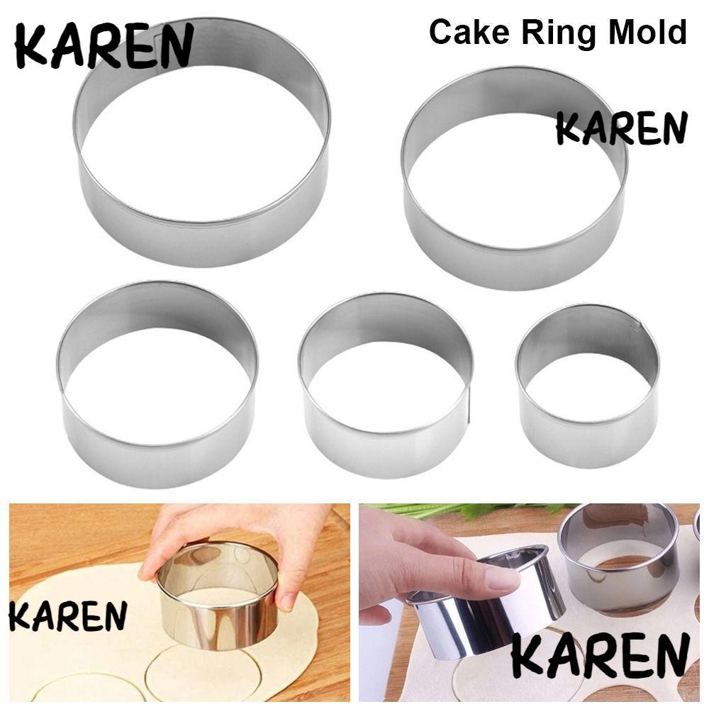 KARENGOODS 5 ชิ้น/เซ็ตแม่พิมพ์เค้ก, DIY สแตนเลสเครื่องมือเค้กงานแต่งงาน,รอบวงกลม 4/5/6/7/8 ซม.คุกกี้มูส Cuttur