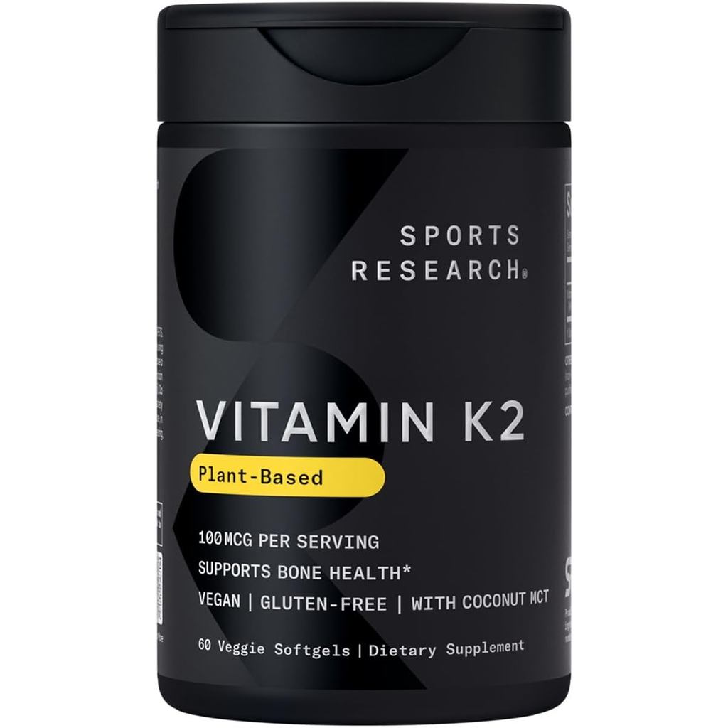 Sports Research® Vitamin K2 as MK-7 100mcg with Coconut MCT Oil - 60 Veggie Softgels (2 Month Supply