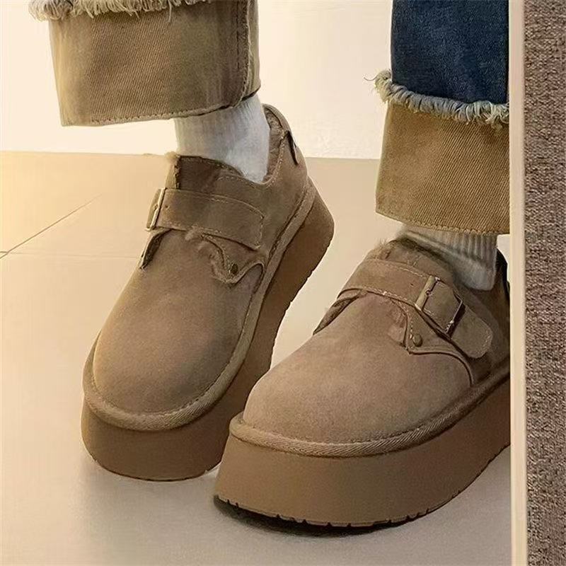 Plus cod2025 Stepping on ขนแกะสไตล์ใหม่หิมะ Ken Doudou รองเท้าผู้หญิงฤดูหนาวรองเท้าแฟชั่นรองเท้า Lok