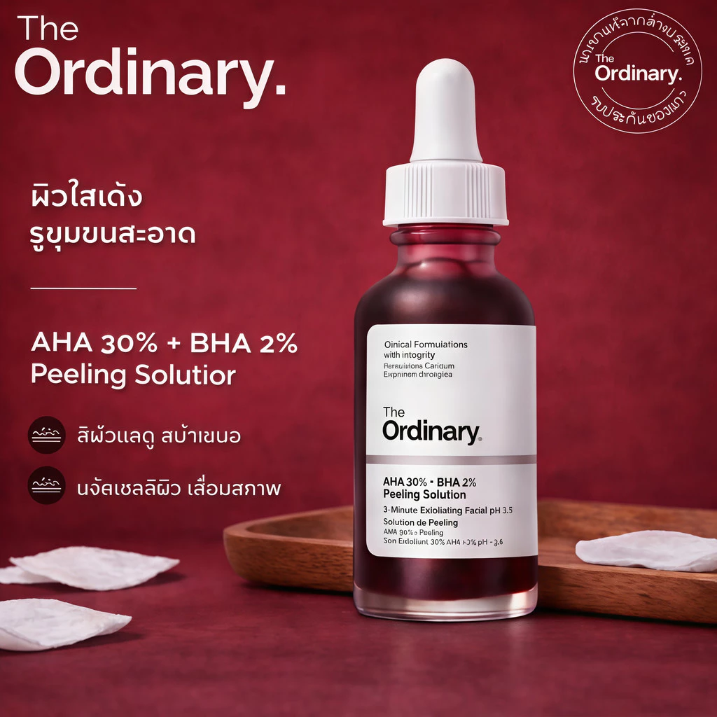 The Ordinary AHA 30% + BHA 2% Peeling Solution | เซรั่มผลัดเซลล์ผิวเข้มข้น ลดสิวอุดตัน ผิวเรียบเนียน กระจ่างใส