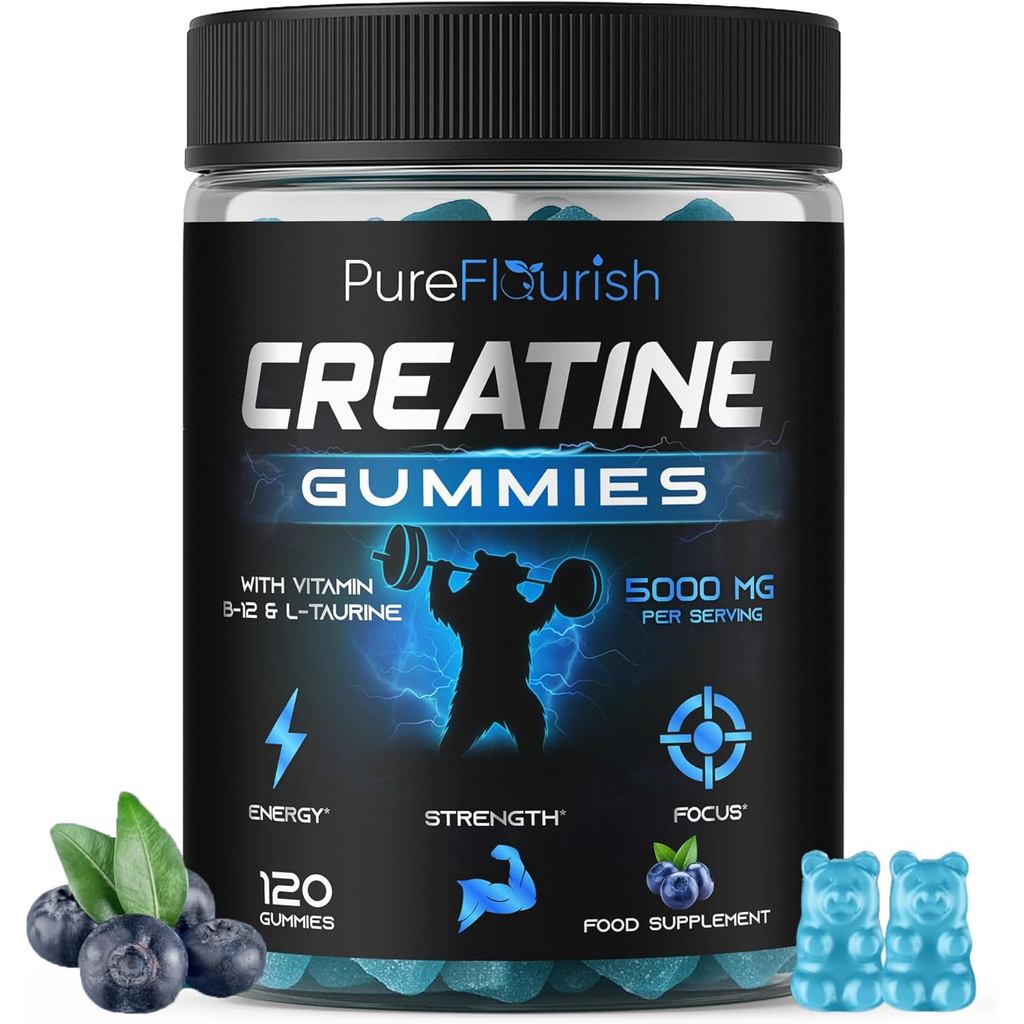 Creatine Gummies 5000mg Creatine monohydrate พร้อม L-Taurine & 200mcg วิตามิน B12 ต่อเสิร์ฟ (อุปทาน1