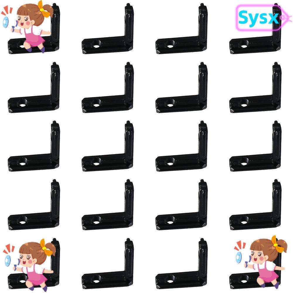 SYSX 20 ชิ้นตัวเชื่อมต่อมุม,สีดํา 2020 ชุดภายในภายใน,วงเล็บฮาร์ดแวร์พร้อมสกรู L-Shape Extrusion มุม 