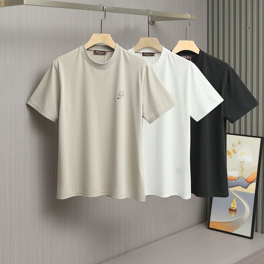 TDEO Italy LP Loro Old Money Style Simple Versatile Printed Top Casual Versatile Short Sleeve Shirt 