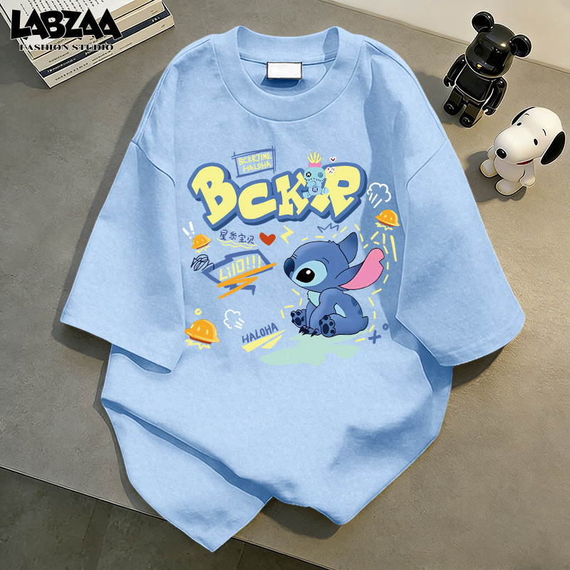 【จัดส่งจากกรุงเทพฯ】LABZAA มาใหม่✨Stitch แขนสั้น คอกลม เสื้อยืด ใส่สบายไม่รัดตัว โอเวอร์ไซซ์ YG309