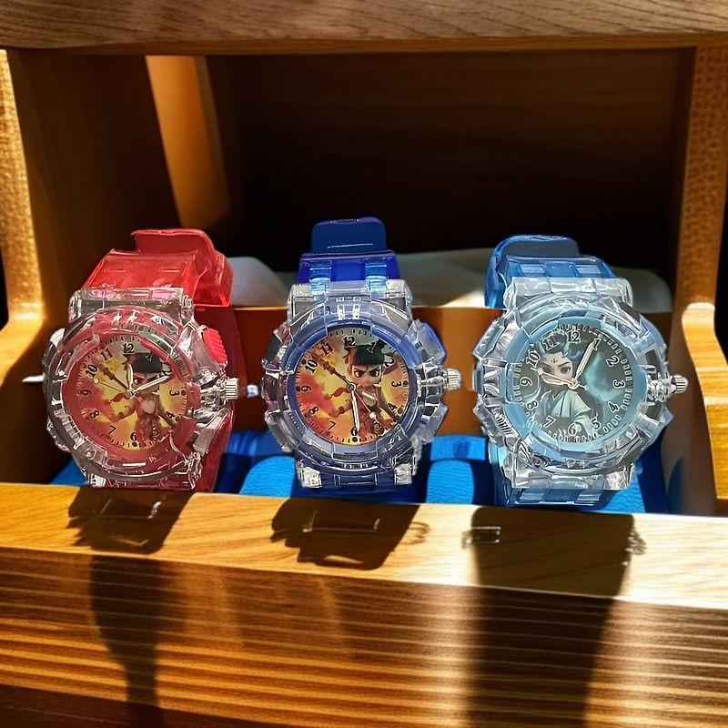 Nezha Ao Bing สีสันกระพริบ Superman นาฬิกาโรงเรียนประถมศึกษาเด็กการ์ตูน Let เขาตกแต่งนาฬิกาส่องสว่าง