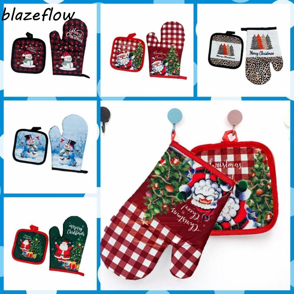 Blazeflow 2 ชิ้น/เซ็ตคริสต์มาสถุงมือไมโครเวฟ Potholder, Anti-Heat หนาเตาอบคริสต์มาส Mitts, ของขวัญฉนวนกันความร้อนการพิมพ์แผ่นฉนวนกันความร้อน Barbeque – โปรปัง