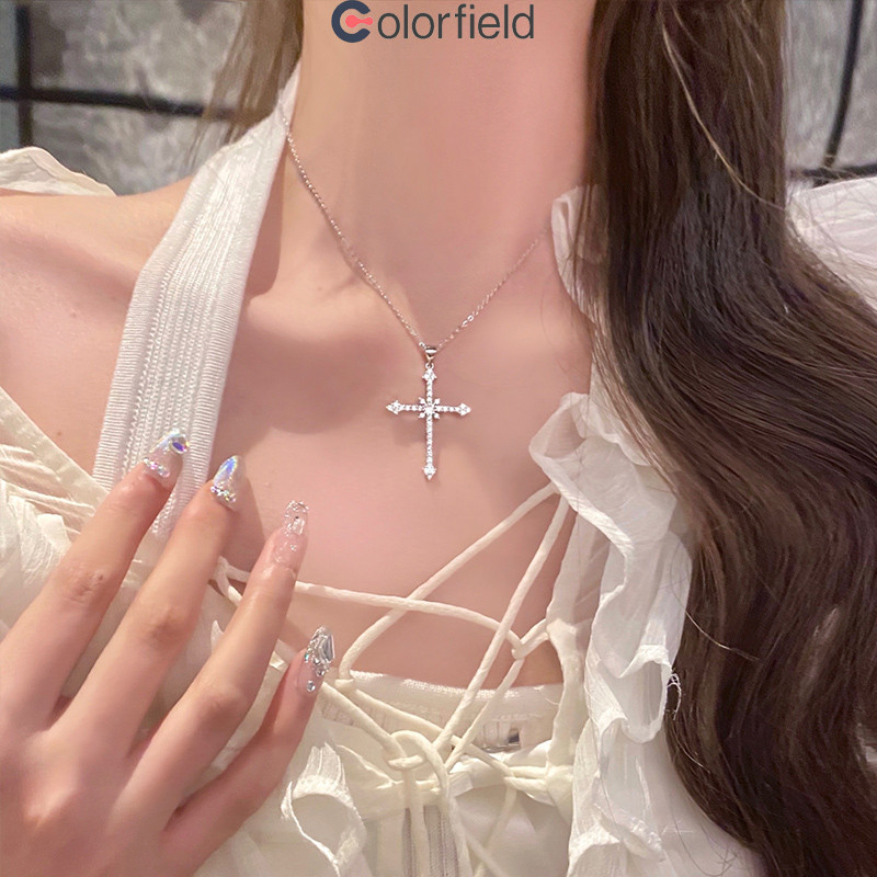 Colorfield สร้อยคอโซ่ จี้ไม้กางเขน รูปดาว ประดับเพทาย ระดับไฮเอนด์ สไตล์เกาหลี แฟชั่นสําหรับผู้หญิง-ส่งเร็วจากไทย🚚 X052
