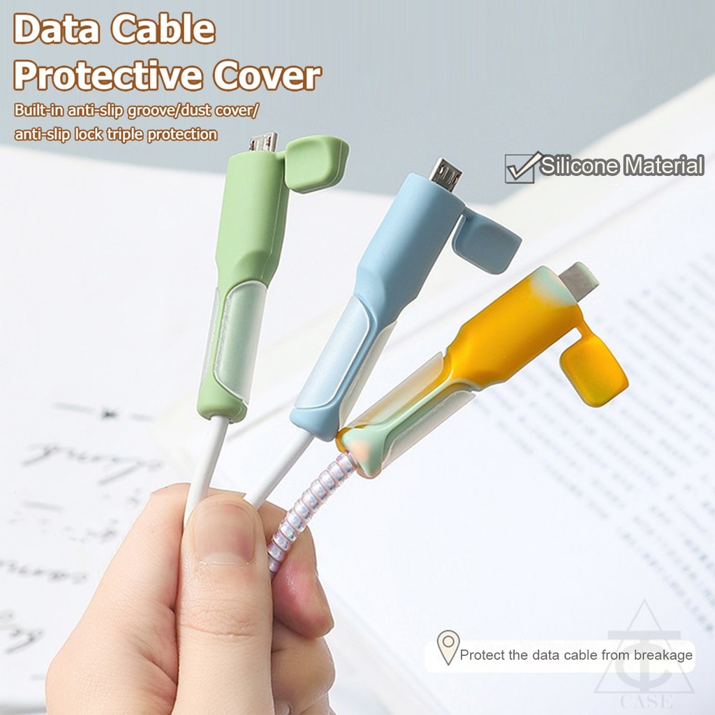 ปลอกหุ้มสายชาร์จและสายดาต้าซิลิโคน (Type-C / USB) พร้อมตัวป้องกันหัวชาร์จ สำหรับ iPhone 20W / 18W