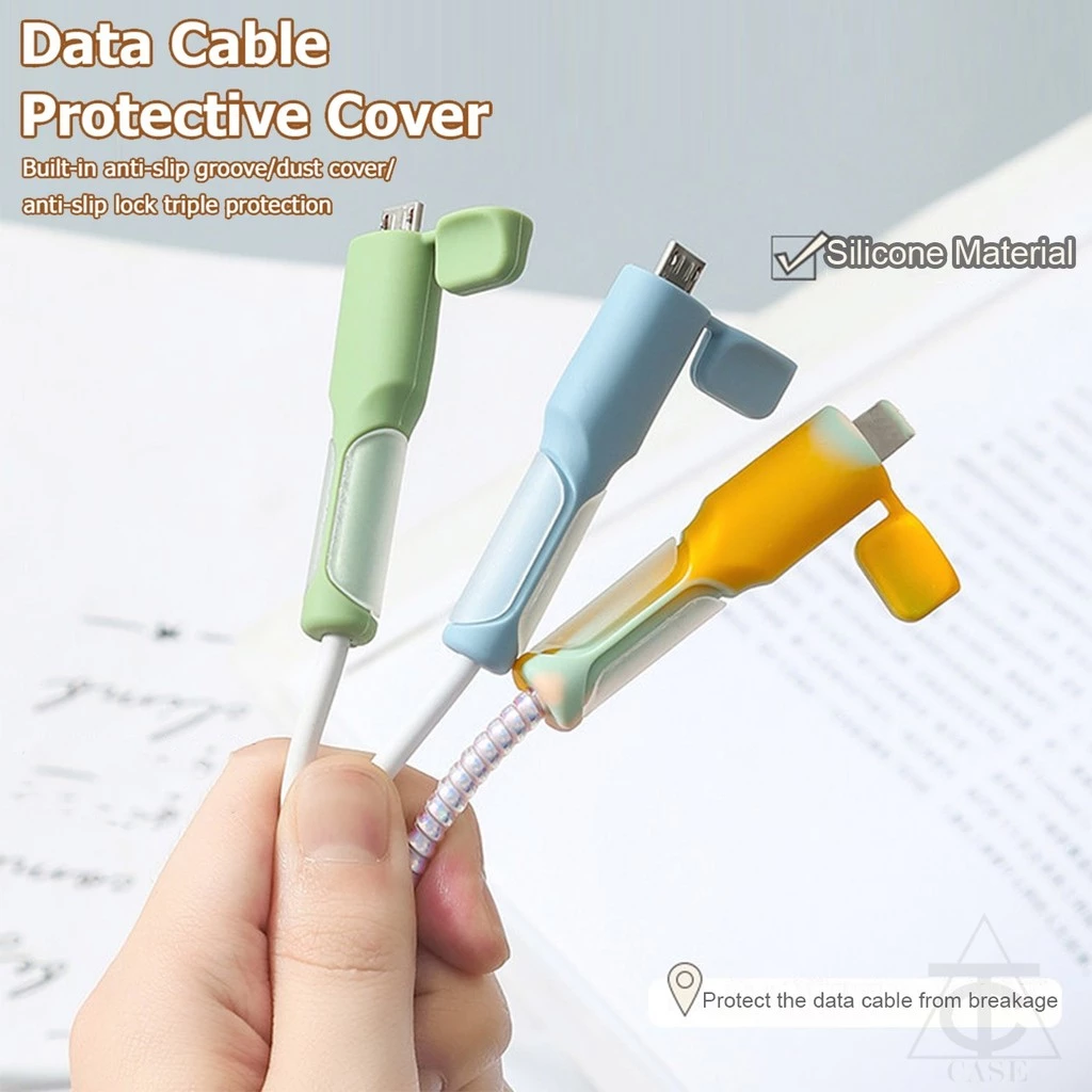 ปลอกหุ้มสายชาร์จและสายดาต้าซิลิโคน (Type-C / USB) พร้อมตัวป้องกันหัวชาร์จ สำหรับ iPhone 20W / 18W