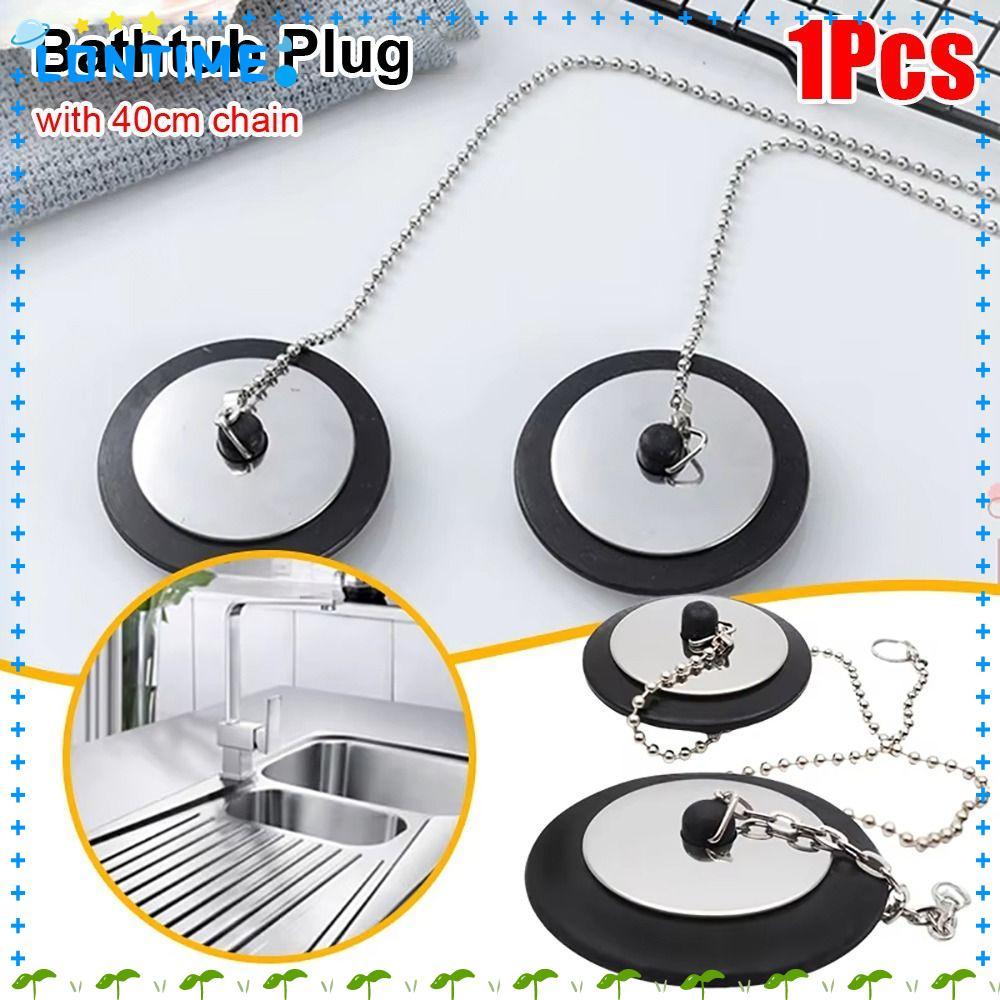 LONTIME 1 ชิ้น Tub Stopper, ยาง Universal Bath Tub Drain, ซิลิโคนทนทานพร้อมโซ่ 4/4.3/5 ซม.ปลั๊กอ่างอาบน้ําอุปกรณ์เสริม