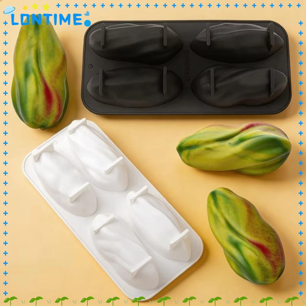 LONTIME Mousse Cake Mould, ทนความร้อนเกรดอาหารซิลิโคนพิสตาชิโอช็อกโกแลตแม่พิมพ์, การออกแบบฝรั่งเศสกาแฟทํามือรูปถั่ว 4 เซลล์ออกแบบครัว Bakeware Party ขนมหวาน